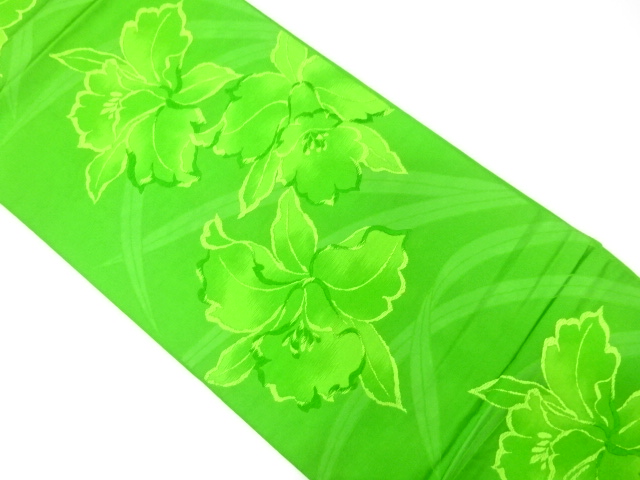 JAPANESE KIMONO / ANTIQUE FUKURO OBI / SILK / WOVEN CATTLEYA